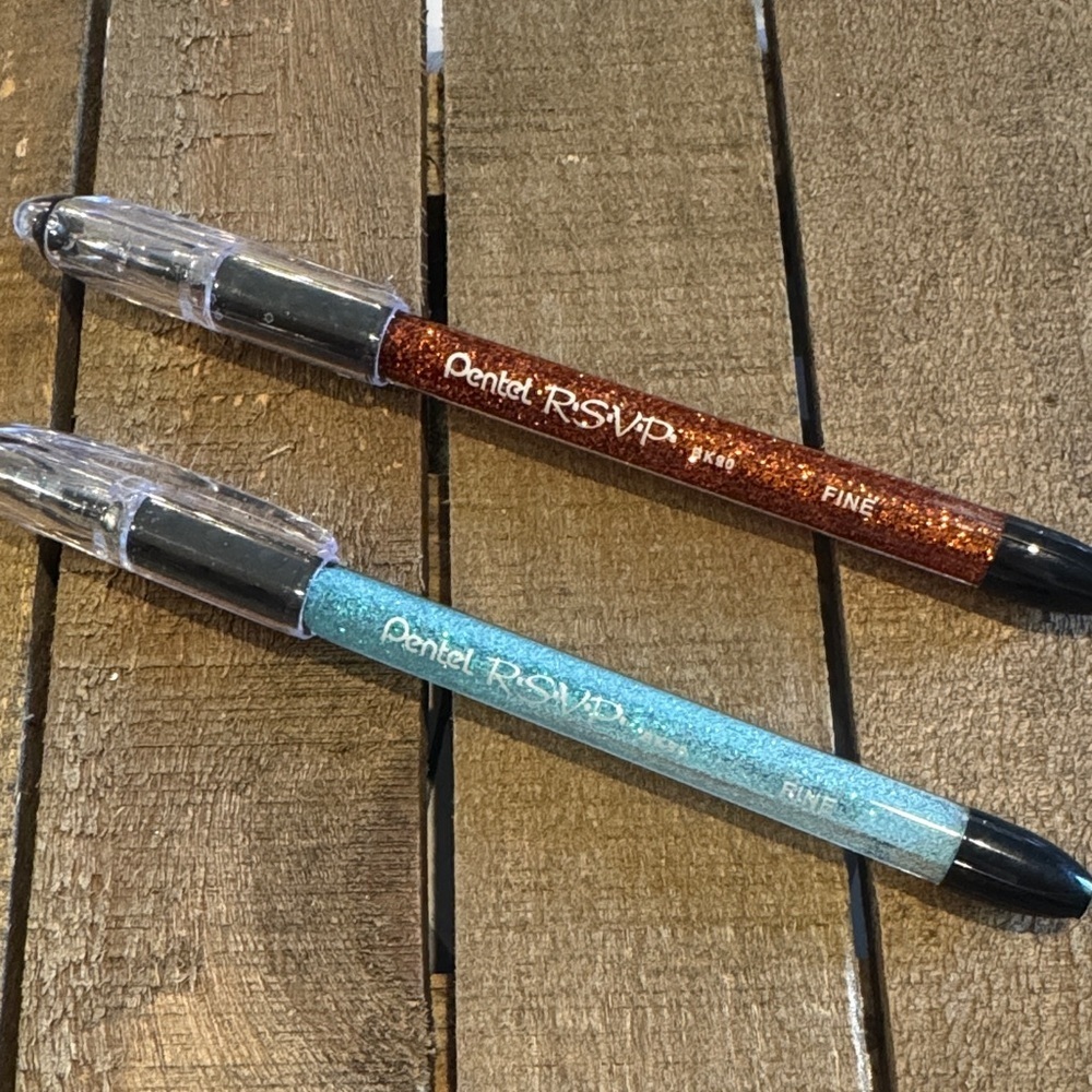 R.S.V.P. Fine Glitter Gel Pens - Teal and Copper